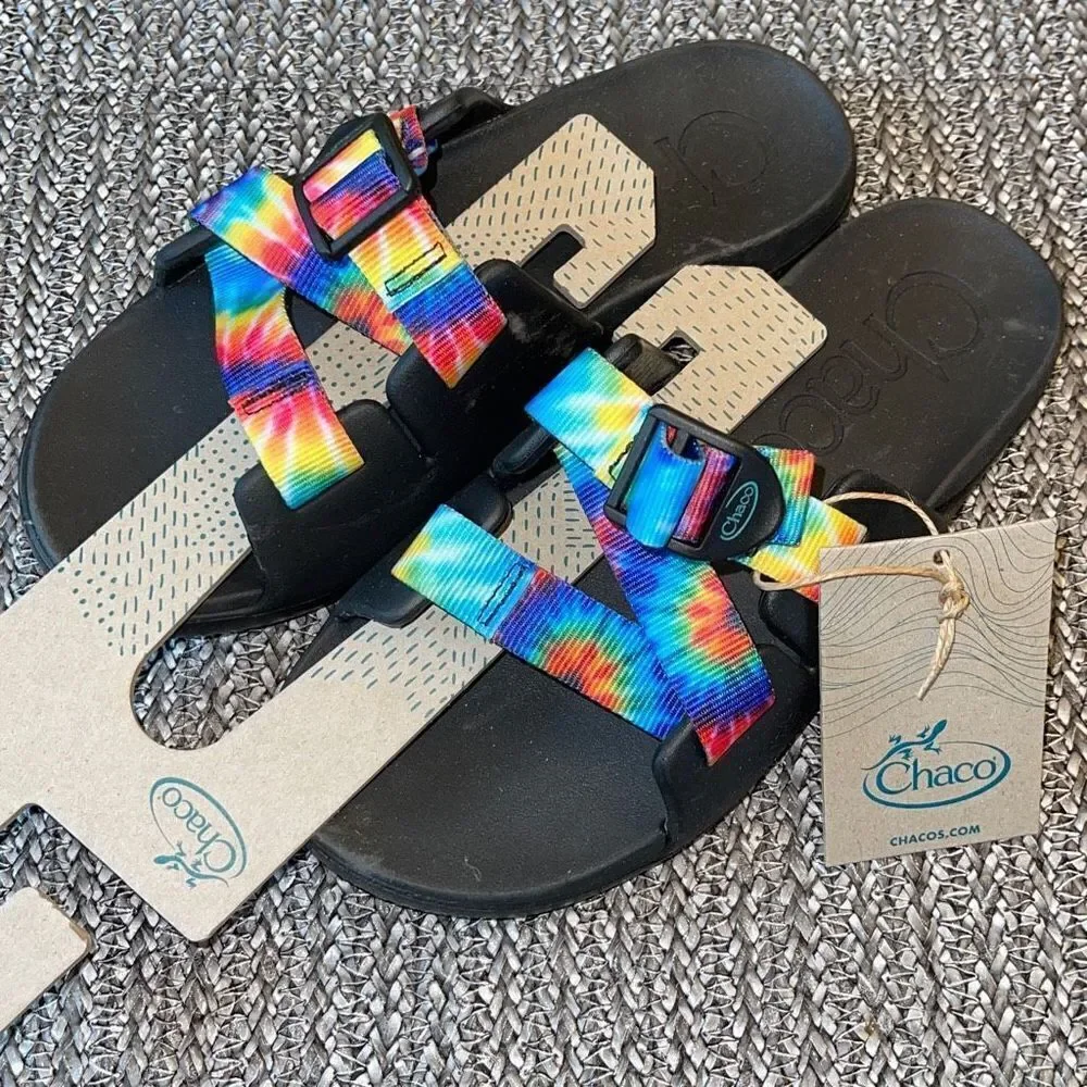 Chaco Kids' Chillos‎ Tie-Dye Slides (Youth) Black  Size 4 New
